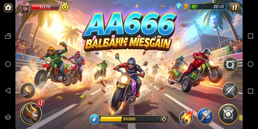 Screenshot gameplay AA666 yang menampilkan balapan seru.