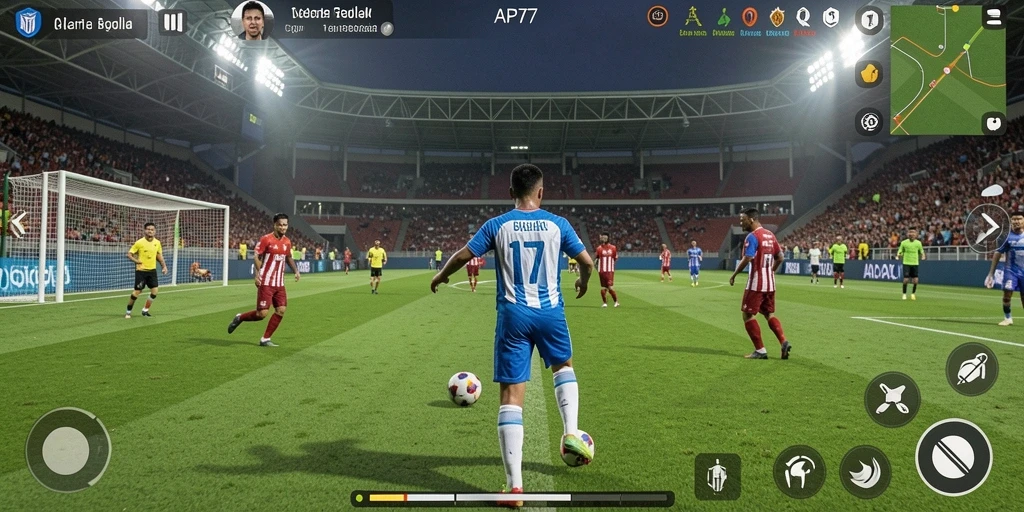 Tampilan gameplay seru dalam API77 dengan aksi sepak bola yang mendebarkan.