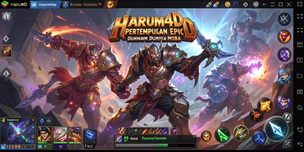 Screenshot gameplay mendebarkan dari HARUM4D MOBA.