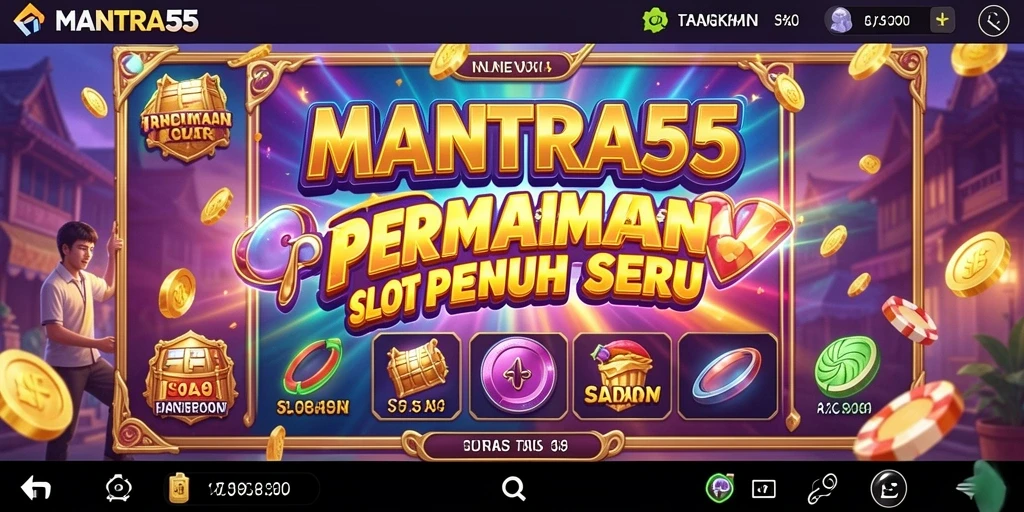 Screenshot gameplay MANTRA55 menampilkan kombinasi simbol yang menarik.