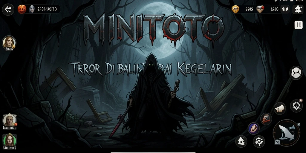 Screenshot gameplay MINITOTO yang menampilkan suasana mencekam dan menyeramkan.