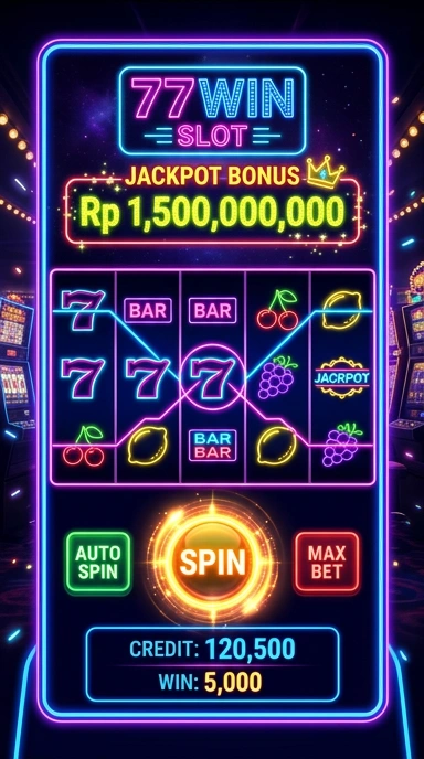 Screenshot aplikasi 77win yang menunjukkan katalog aplikasi.